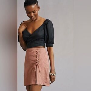 NWT Anthropologie Lace-Up Knit Mini Skirt